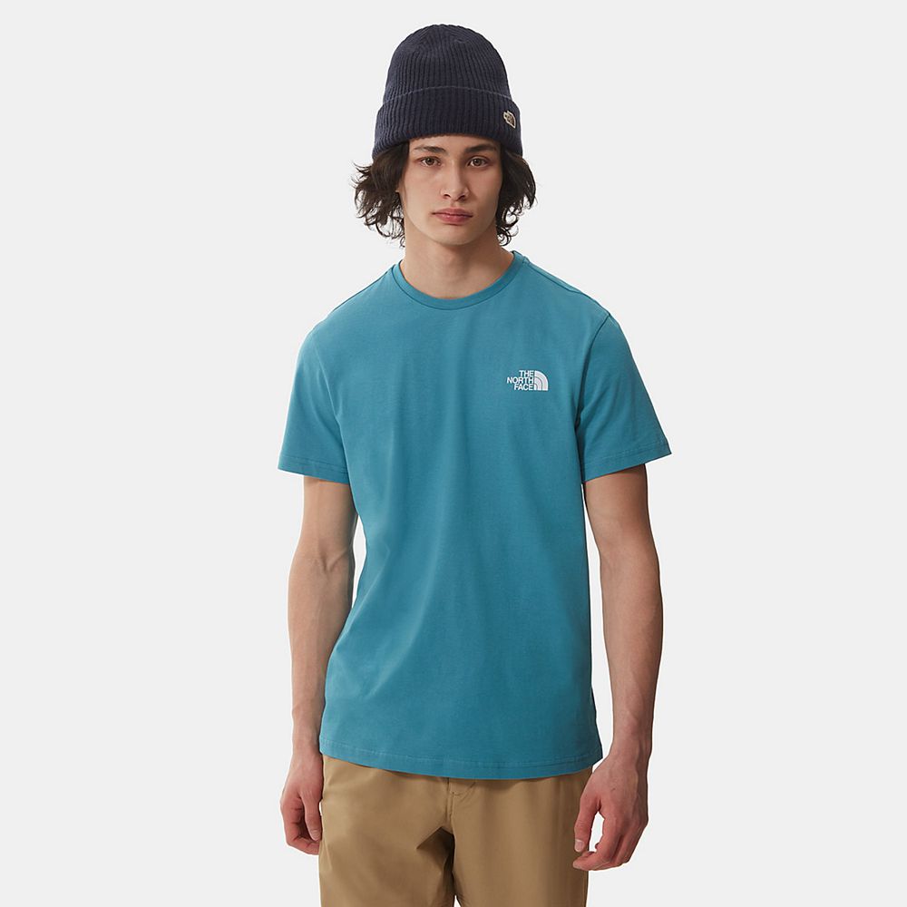 The North Face T-Shirts Mens Australia - The North Face Simple Dome Blue / White (BPJ-805761)